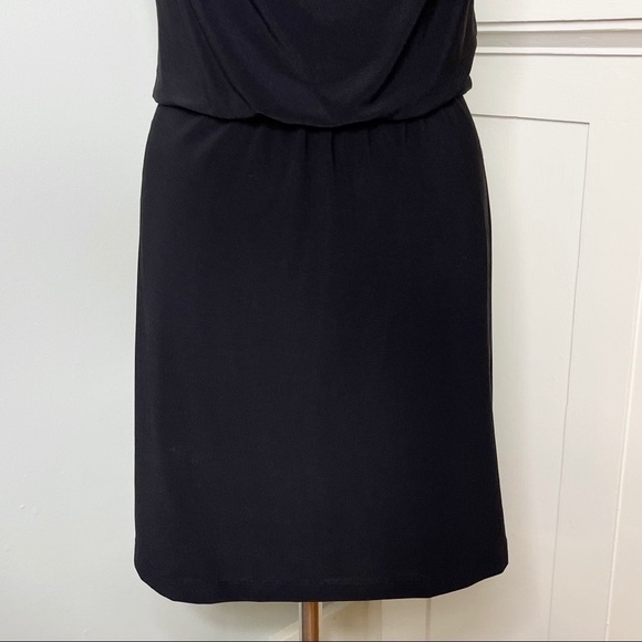 White House Black Market Draped V Neck Dress with Pink Crystal Accents 4 Small - Picture 4 of 10